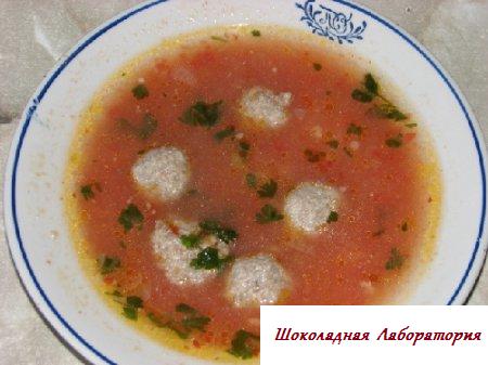 Томатный суп с рисом и фрикадельками
