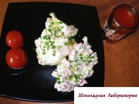 Рецепт - Яичка Пармантье с салатом