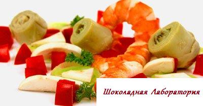 Рецепт - Креветки с овощами