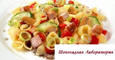 Рецепт - Салат овощной с мясом и макаронами